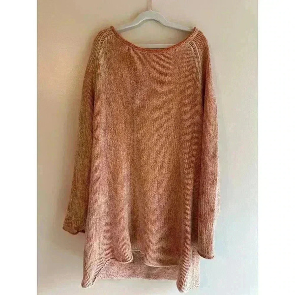 Free People Oversized Soft Ribbed Lenox Tunic Sweater in Carrot Cake Combo Small - Picture 4 of 7